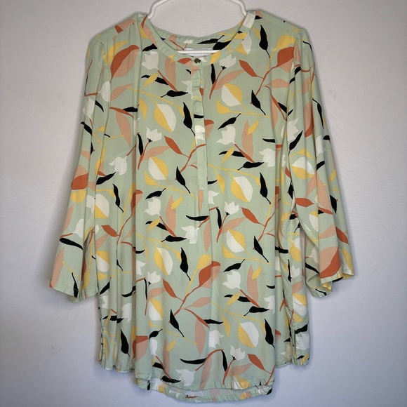 Liz Claiborne lightweight floral green tunic blouse | Size XXL - Picture 2 of 6
